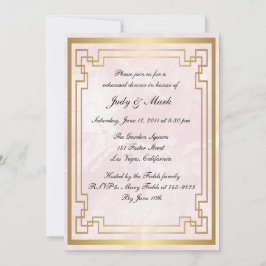 幾何学的ピンクマーブル結婚のリハーサルディナー 招待状