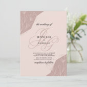 幾何学的ピンクモノグラムイニシャル結婚フローラ 招待状 (スタンド正面)