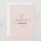 幾何学的ピンクモノグラムイニシャル結婚フローラ 招待状 (裏面)