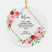 幾何学的ピンクローズブライダル花嫁 セラミックオーナメント (正面)
