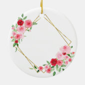 幾何学的ピンクローズブライダル花嫁 セラミックオーナメント (裏面)