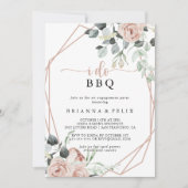 幾何学的ピンクローズI do BBQ婚約パーティ 招待状 (正面)