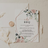 幾何学的ピンクローズI do BBQ婚約パーティ 招待状