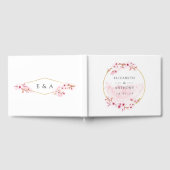 幾何学的ピンク春さくらんぼ結婚ブロッサム ゲストブック (全面)