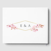 幾何学的ピンク春さくらんぼ結婚ブロッサム ゲストブック (裏面)