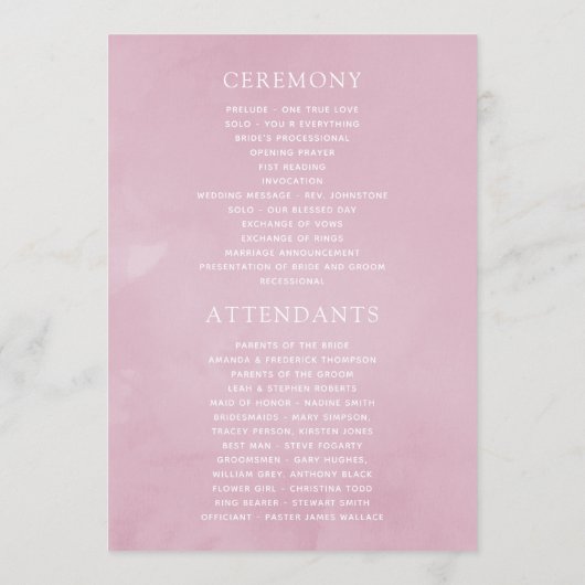 幾何学的ピンク春さくらんぼ結婚ブロッサム プログラム (裏面)