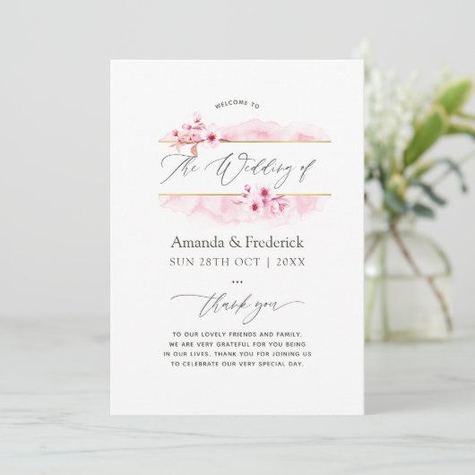 幾何学的ピンク春さくらんぼ結婚ブロッサム プログラム (スタンド正面)