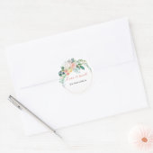 幾何学的ピンク春フローラ愛は甘結婚い ラウンドシール (封筒)