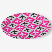 幾何学的ピンク航空ジェット機 ペーパープレート (アングル)