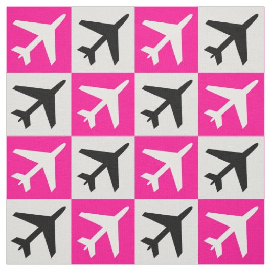 幾何学的ピンク航空飛んでいるジェット機 ファブリック (見本)