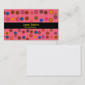 幾何学的ピンク色の黄色い円パターンのモダントレンディー 名刺 (正面/裏面)