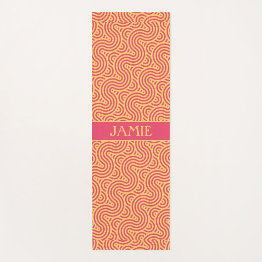 幾何学的ピンク色の黄色のパタミニマルーン ヨガマット (正面)