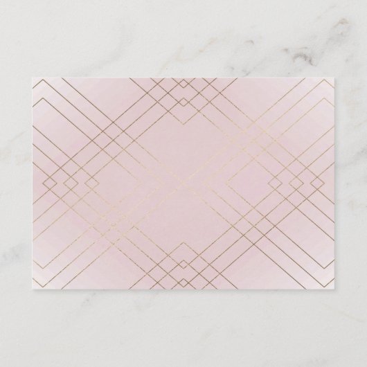 幾何学的ピンク金ゴールドギャツビー結婚披露宴カード エンクロージャーカード (裏面)