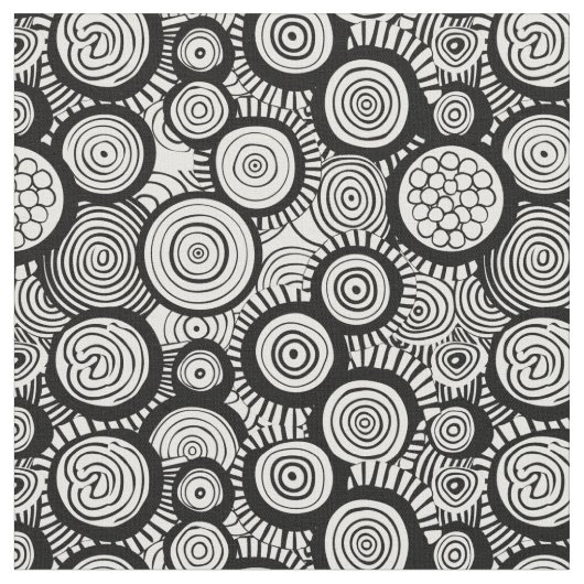 幾何学的ファンキーアフリカの白黒パターン1 ファブリック (クローズアップ)