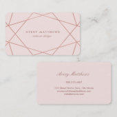幾何学的フェイクバラ金箔 |赤面ピンク 名刺 (正面/裏面)