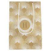 幾何学的フェイク金ゴールドアートデコパターン ミディアムペーパーバッグ (裏面)