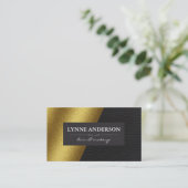 幾何学的フェイク金ゴールドレザーカラーブロック 名刺 (スタンド正面)