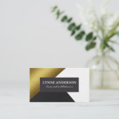 幾何学的フェイク金ゴールドレザー波色ブロック 名刺 (スタンド正面)