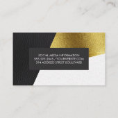 幾何学的フェイク金ゴールドレザー波色ブロック 名刺 (裏面)