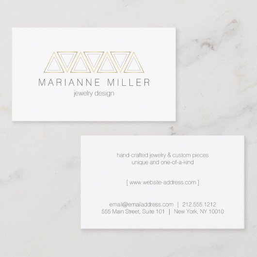 幾何学的フェイク金ゴールド三角形デザイナ 名刺 (正面/裏面)