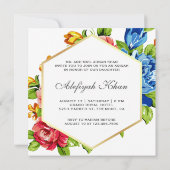 幾何学的フェイク金ゴールド鮮やかフローライスラムAqiqah 招待状 (裏面)