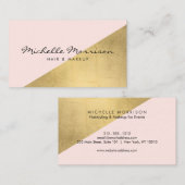 幾何学的フェイク金箔とピンクカラーブロック 名刺 (正面/裏面)