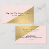 幾何学的フェイク金箔とピンクカラーブロック 名刺 (正面/裏面)