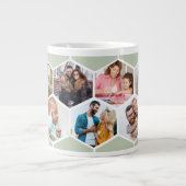 幾何学的フォトコラージュ9写真セージ緑 ジャンボコーヒーマグカップ (正面)