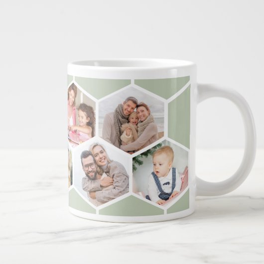 幾何学的フォトコラージュ9写真セージ緑 ジャンボコーヒーマグカップ (右)
