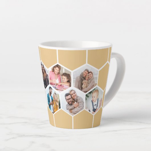 幾何学的フォトコラージュ9写真ハニーベージュ カフェラテマグ (右アングル)