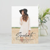 幾何学的フォトセージ緑の卒業パーティー招待状 案内状 (スタンド正面)