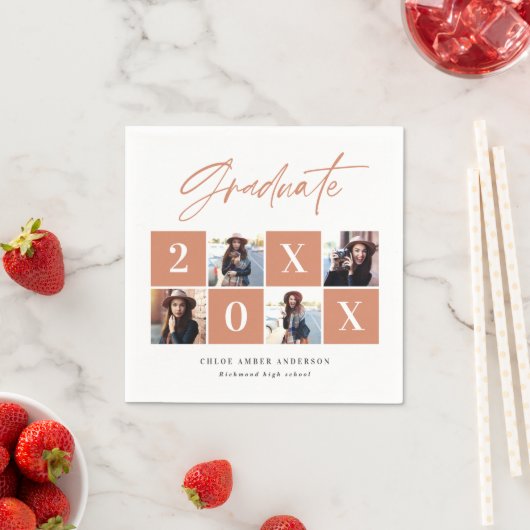 幾何学的フォトタイポグラフィ卒業パーティーの装飾 スタンダードカクテルナプキン (インサイチュ)