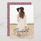 幾何学的フォトタイポグラフィ卒業パーティー招待状 招待状 (正面/裏面)