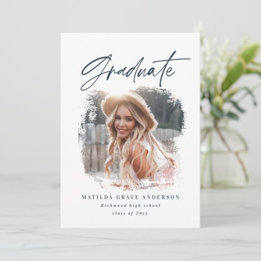 幾何学的フォトタイポグラフィ卒業パーティー招待状 案内状 (スタンド正面)