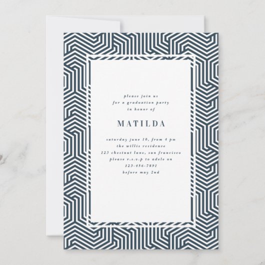幾何学的フォトタイポグラフィ卒業パーティー招待状 案内状 (裏面)