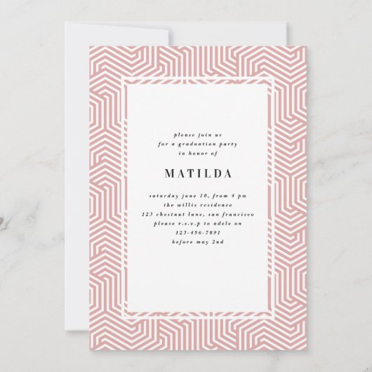 幾何学的フォトタイポグラフィ卒業パーティー招待状 案内状 (裏面)