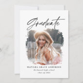 幾何学的フォトタイポグラフィ卒業パーティー招待状 案内状 (正面)