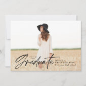 幾何学的フォトタイポグラフィ卒業パーティー招待状 案内状 (正面)