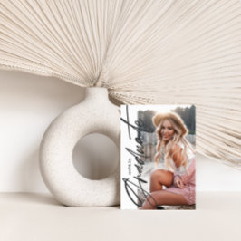 幾何学的フォトテラコッタ卒業パーティー 案内状