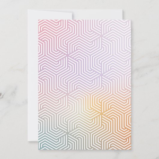 幾何学的フォトピンクのパステルレインボー卒業 案内状 (裏面)