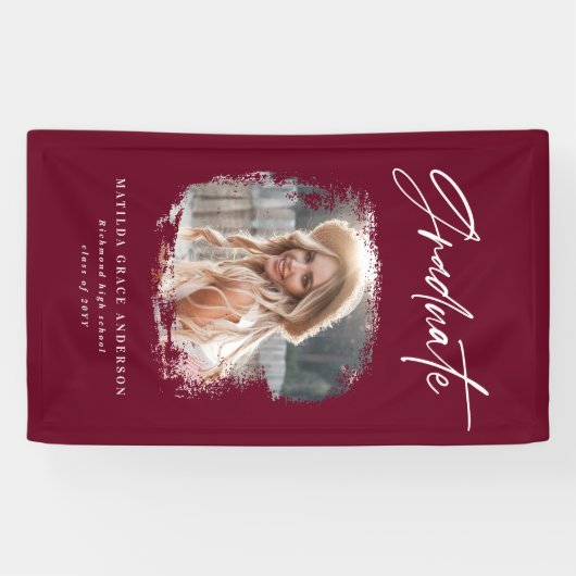 幾何学的フォトブルゴーニュ卒業パーティー 横断幕 (横)