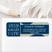 幾何学的フォトブルーグリーンベージュ卒業 ラベル (インサイチュ)