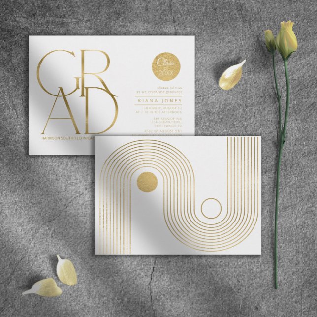 幾何学的フォーマル卒業ホワイト金ゴールドID905 (クリエイターアップロード済み)