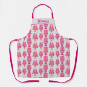 幾何学的フクロウデザインピンクパープルオレンジお洒落 エプロン (正面)