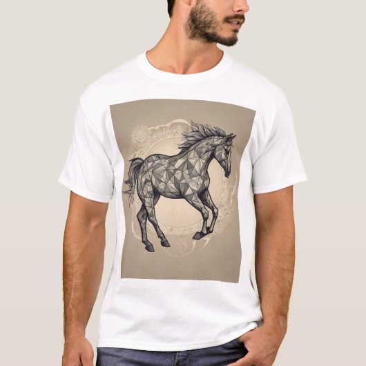 幾何学的フラクタル馬Tシャツデザイン Tシャツ (正面)