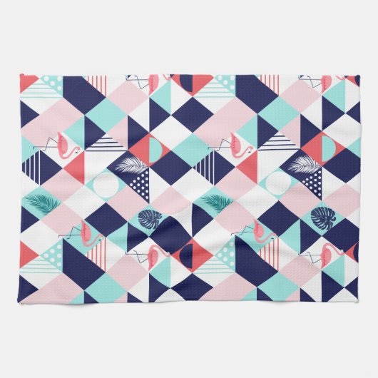 幾何学的フラミンゴ キッチンタオル (横)