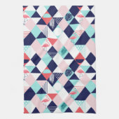 幾何学的フラミンゴ キッチンタオル (縦)