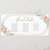 幾何学的フラワーヘッドテーブルのシーティングカード プログラム (裏面)