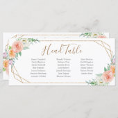 幾何学的フラワーヘッドテーブルのシーティングカード プログラム (正面/裏面)