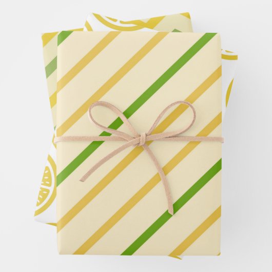 幾何学的フレッシュイエローレモンスタイル ラッピングペーパーシート (インサイチュ)